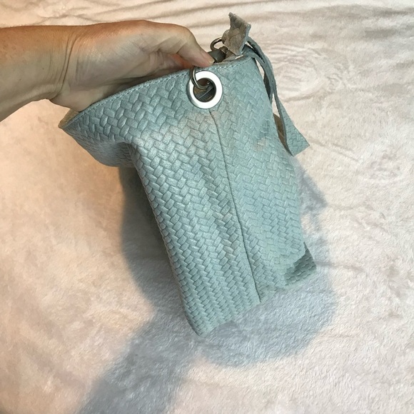 BORSE IN PELLE Genuine Leather Made in Italy Purse shoulder Bag Gray Woven - Picture 9 of 15